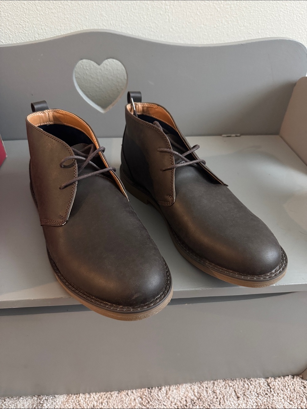 Merona Brown Leather Chukka Boots with Tan Interior size 12